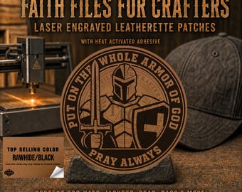 Put On The Whole Armor Of God Hat Patch, Christian Hat Patch, Christian Leatherette Hat Patch, Laser Engraved Custom Hat Patch,