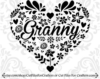 Granny Svg, The Best Granny In The World Svg, Grandma Svg, The Best Grandma In The World, Heart Svg, Flower Heart Svg, MawMaw Svg, Nanna Svg