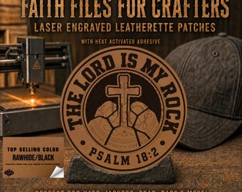 The Lord Is My Rock Hat Patch, Christian Hat Patch, Christian Leatherette Hat Patch, Laser Engraved Custom Hat Patch, Psalm 18 2 Hat Patch