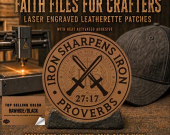 Iron Sharpens Iron Hat Patch, Christian Hat Patch, Christian Leatherette Hat Patch, Faith Leatherette Patch, Laser Engraved Custom Hat Patch
