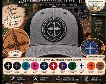 Fix Our Eyes On Jesus Hat Patch,Christian Hat Patch, Christian Leatherette Hat Patch,Faith Leatherette Patch,Laser Engraved Custom Hat Patch
