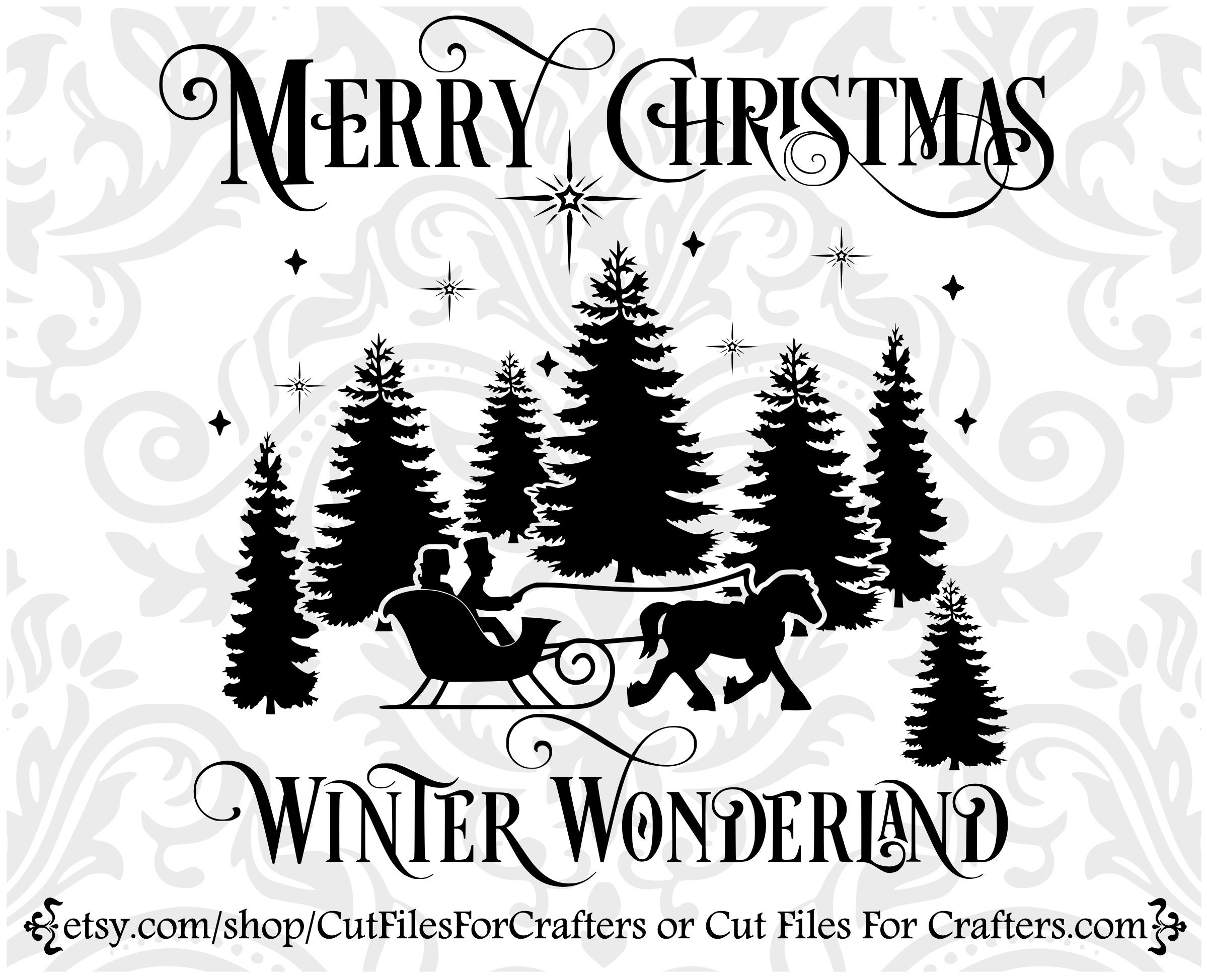 Winter Wonderland Svg Horse Drawn Sleigh Svg Merry Christmas | Etsy