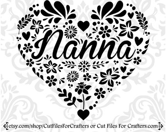 Nanna Svg, The Best Nanna In The World Svg, Granny Svg, The Best Grandma In The World, Heart Svg, Flower Heart Svg, MawMaw Svg, Nonna Svg