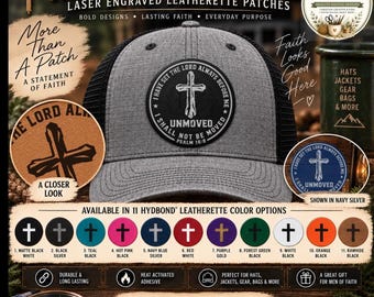 I Have Set The Lord Always Before Me Hat Patch, Christian Hat Patch, Christian Leatherette Hat Patch, Laser Engraved Custom Hat Patch
