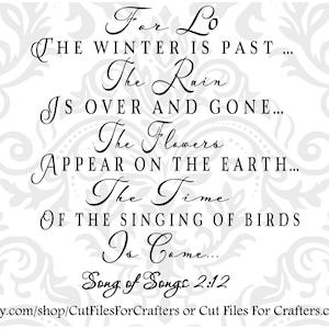 For Lo The Winter Is Past Svg, Song of Solomon 2:12 Svg, Christian Print Svg,Christian Sublimation Svg,Christian Wall Art Svg, Christian Svg