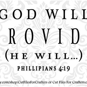 Könnte beinhalten: Schwarz-weißes Textbild mit den Worten "Gott wird sorgen (Er wird...)" und "Philipper 4:19".