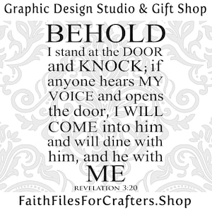 Zie ik sta aan de deur en klop Svg, Openbaring Svg, Christelijke Print Svg, Christelijke Svg, Christelijke Sublimatie Svg, Christelijke Missie Svg