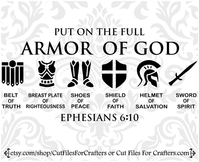 Armor of God Svg, Belt of Truth Svg, Sword of the Spirit svg, Shoes of Peace Svg, Shield of Faith Svg, Helmet of Salvation Svg, Ephesians 6 