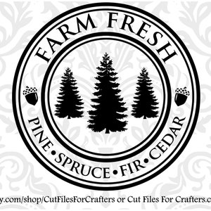 Arbres de Noël frais de la ferme Svg, pin, Svg épinette, sapin Svg, cèdre Svg, arbres frais de la ferme fichier Cricut Cut Svg, gland Svg