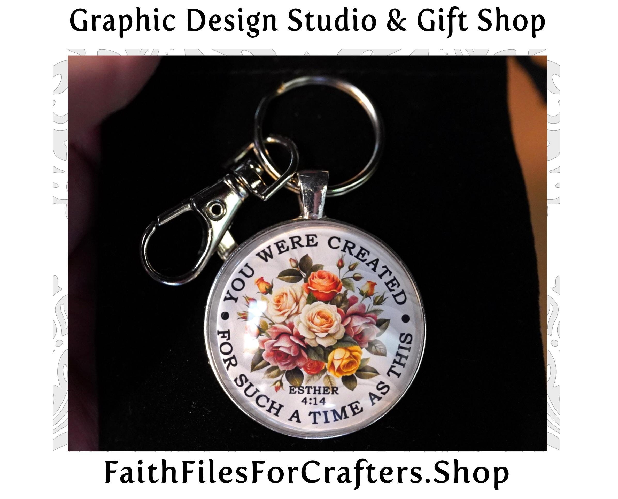 You Were Created For Such A Time As This Flower Print Key Chain, Esther 4 14 Key Chain, Esther 4 14 Gift, Womens Ministry Key Chain Gift