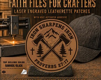 Iron Sharpens Iron Hat Patch, Christian Hat Patch, Christian Leatherette Hat Patch, Faith Leatherette Patch, Laser Engraved Custom Hat Patch