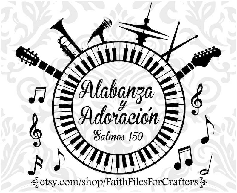 Alabanza und Adoracion SVG, Salmos 150, Alabanza und Adoracion Sublimation, Lob und Anbetung, Anbetung Team, Lobpreis, Anbetung, Bild 1