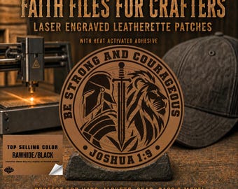 Be Strong And Courageous Hat Patch, Christian Hat Patch, Christian Leatherette Hat Patch, Laser Engraved Custom Hat Patch, Joshua 1 9 Patch