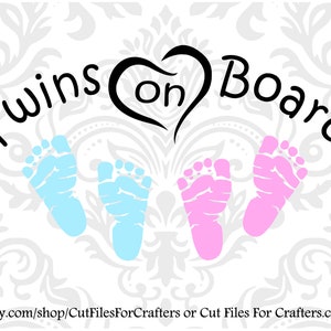 Zwillinge an Bord Svg, Baby an Bord, Bebe A Bordo, Babys an Bord, Grand Babies an Bord, Auto Aufkleber Svg, Fensteraufkleber, Vinyl Auto Aufkleber Svg