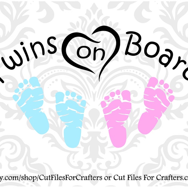 Twins On Board Svg, Baby on board, Bebe A Bordo, Babies On Board, Grand Babies On Board, Car Decal Svg, Window Decal, Vinyl Car Decal Svg