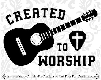 Gemaakt om Svg te aanbidden, Made To Worship Svg, Christian Svg, Christian Sublimation Svg, Christian T Shirt Svg, Christian Stencil Svg, Guitar Svg