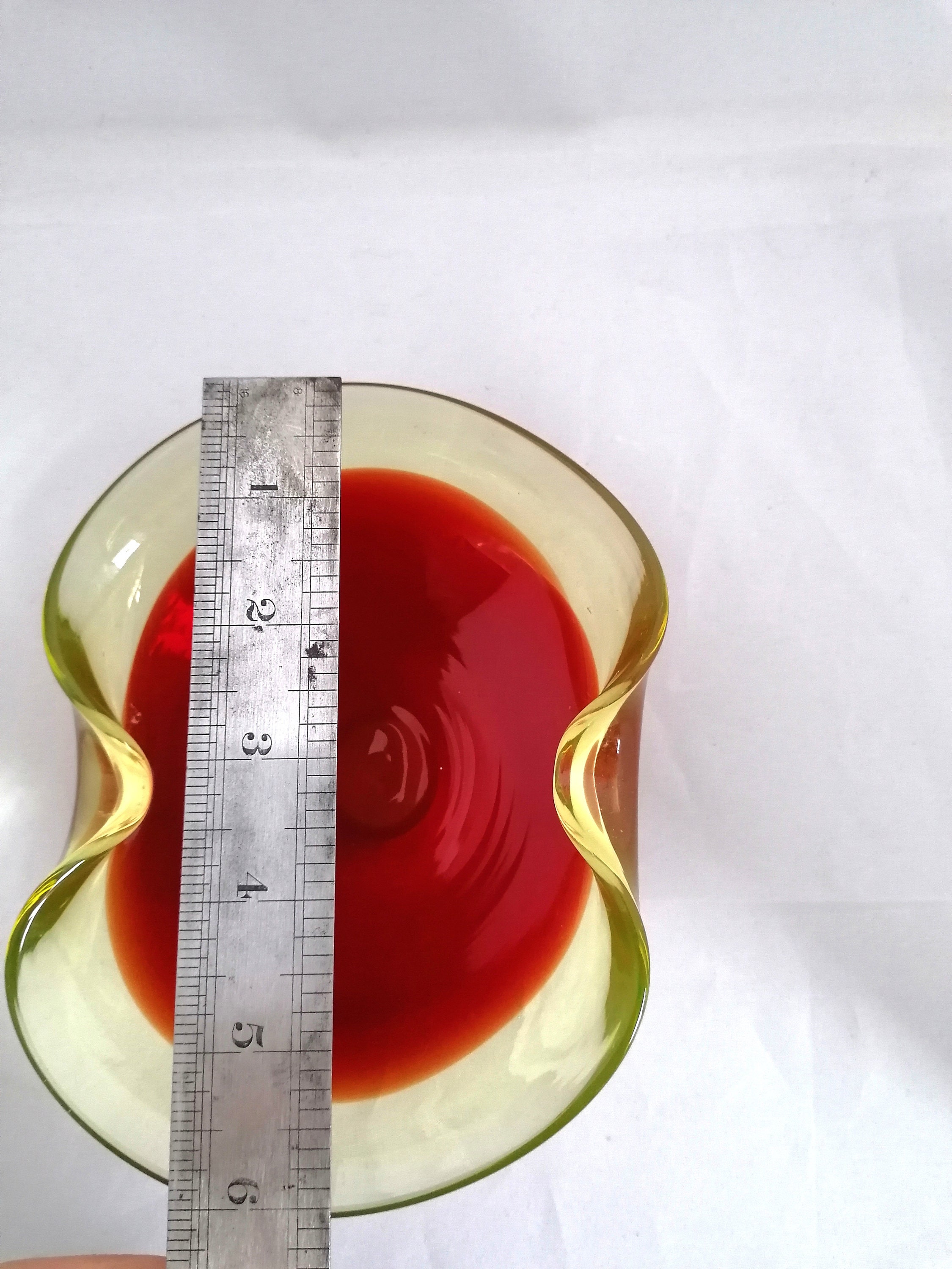Vintage Uranium glass ashtray red and green art Glass Bowl Etsy