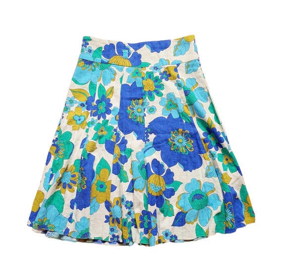 Vintage blue floral skirt - 90s does 50s /60s  - … - image 2