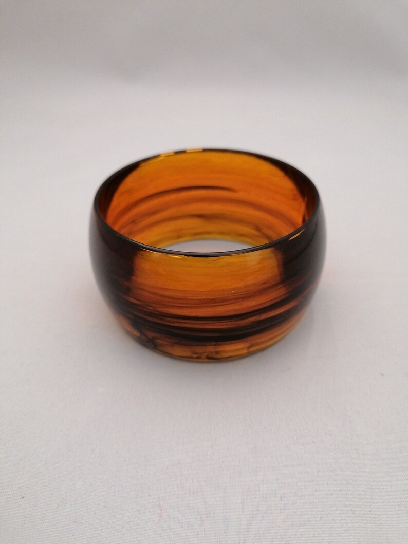 Wide Amber vintage bangle chunky apple juice big bracelet early plastic lucite marbled jewelry gift for girlfriend wife present for her