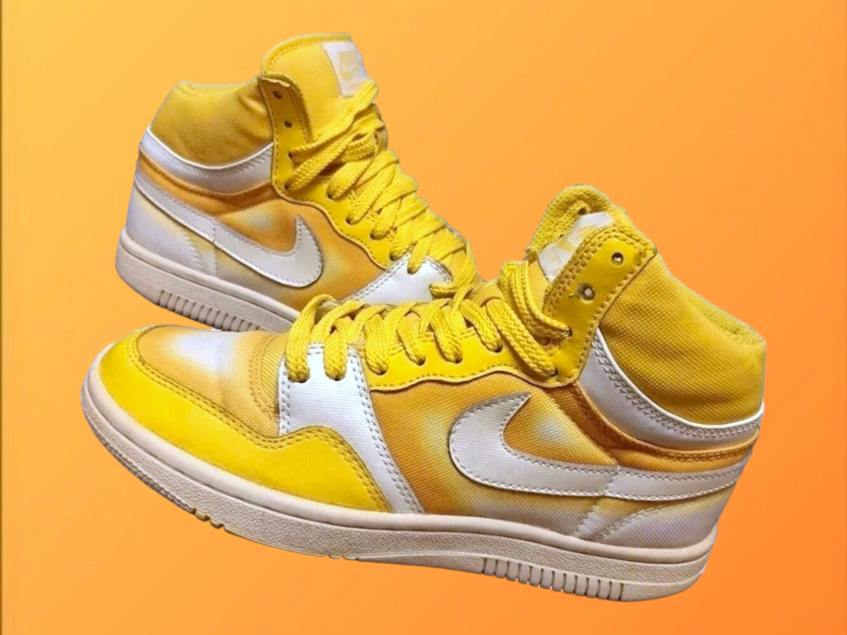 NIKE Casual White and Yellow High-Top Sneakers Womans Vintage Retro Nike Court Force Yellow and White High  main image 3