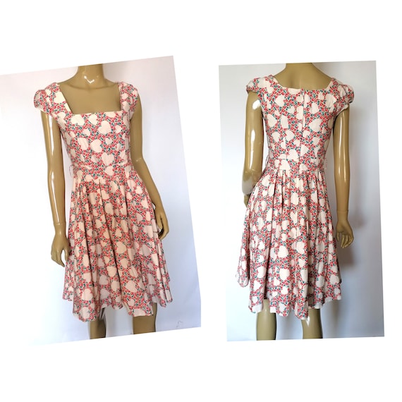 Heart and flower vintage dress - 50s dress - 40s