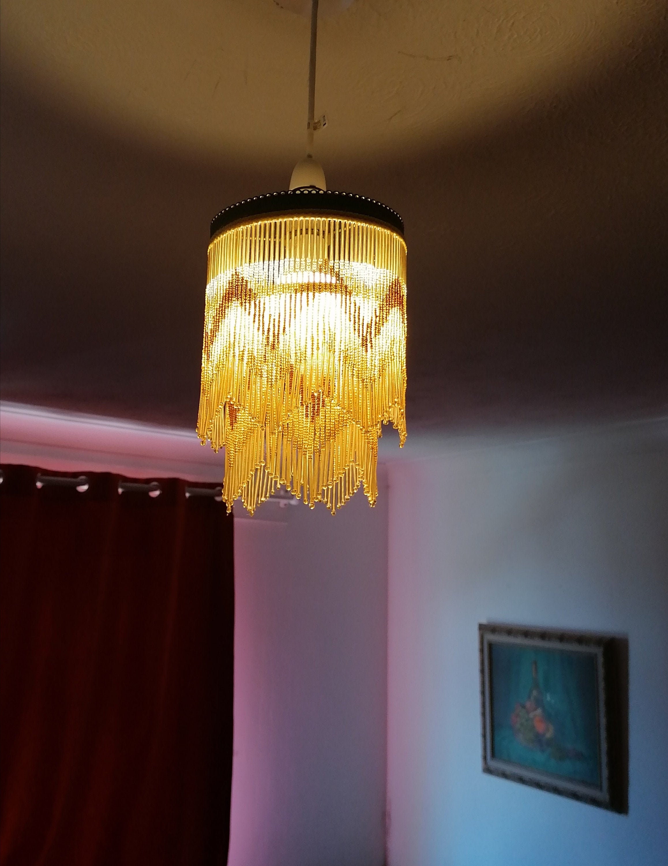 Vintage tassel lamp shade beaded fringe ceiling light shade Etsy