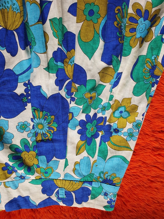 Vintage blue floral skirt - 90s does 50s /60s  - … - image 6