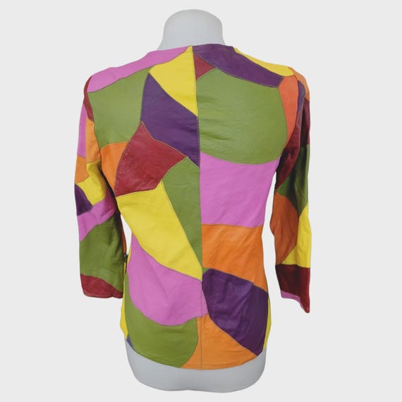 Unique vintage leather patchwork jacket - funky m… - image 18