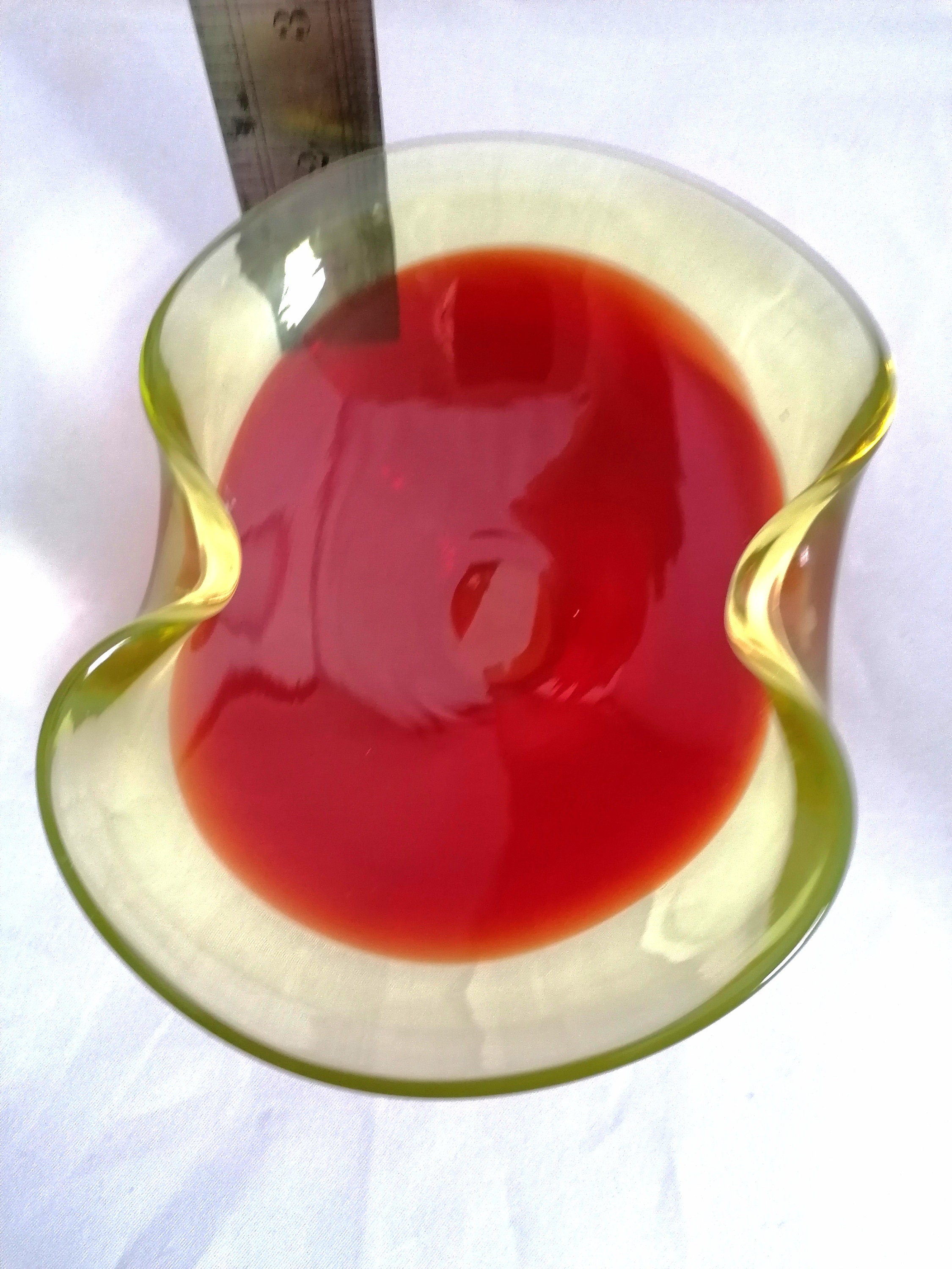 Vintage Uranium glass ashtray red and green art Glass Bowl Etsy