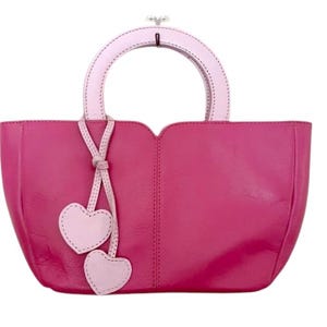 Y2k pink Jane Shilton leather bag - 2000s mini baguette - 90s fushia heart funky mini tote handbag - 00s her sister girlfriend gift UK