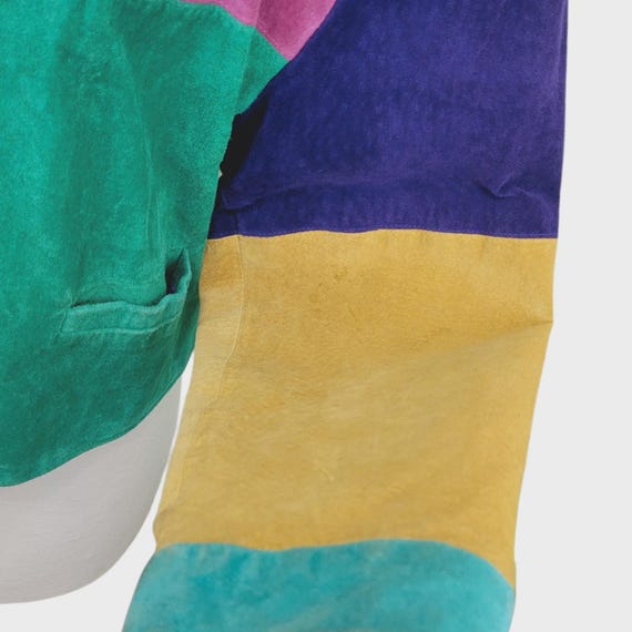 1980s suede colourblock patchwork jacket - croppe… - image 18