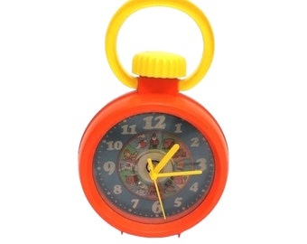 Reloj retro vintage naranja - Hermoso reloj de pared o escritorio retro - Decoración para habitación de niños de los años 60 y 70 - Reloj de pared pequeño y moderno para cocina - Reloj súper kitsch