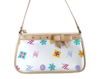 Y2k monogramma bianco baguette - 2000s colorata borsa a tracolla next - 90s multicolore funky mini tote bag - 00s regalo per la sorella fidanzata UK