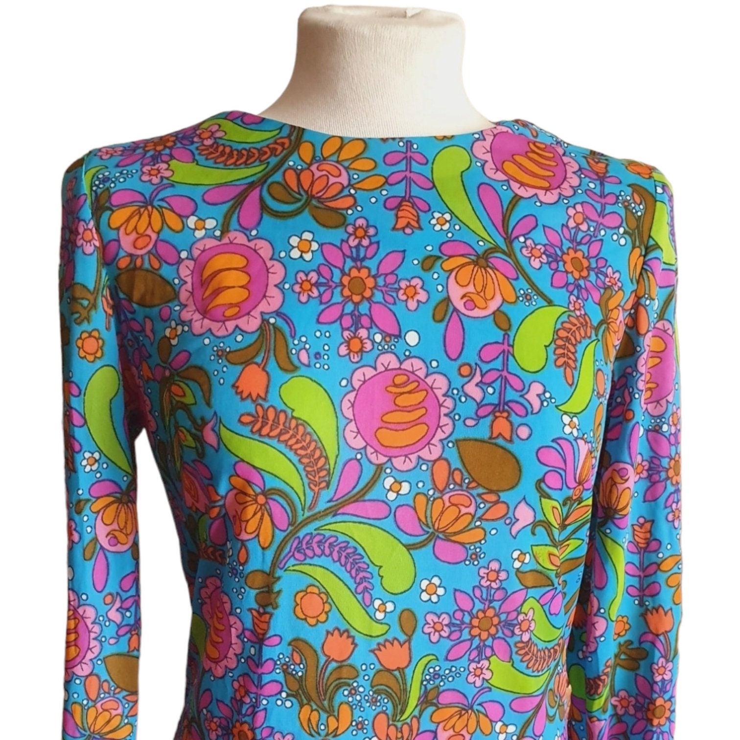 60s Flower Power Fever Costume Adult Multi Coloured Dress