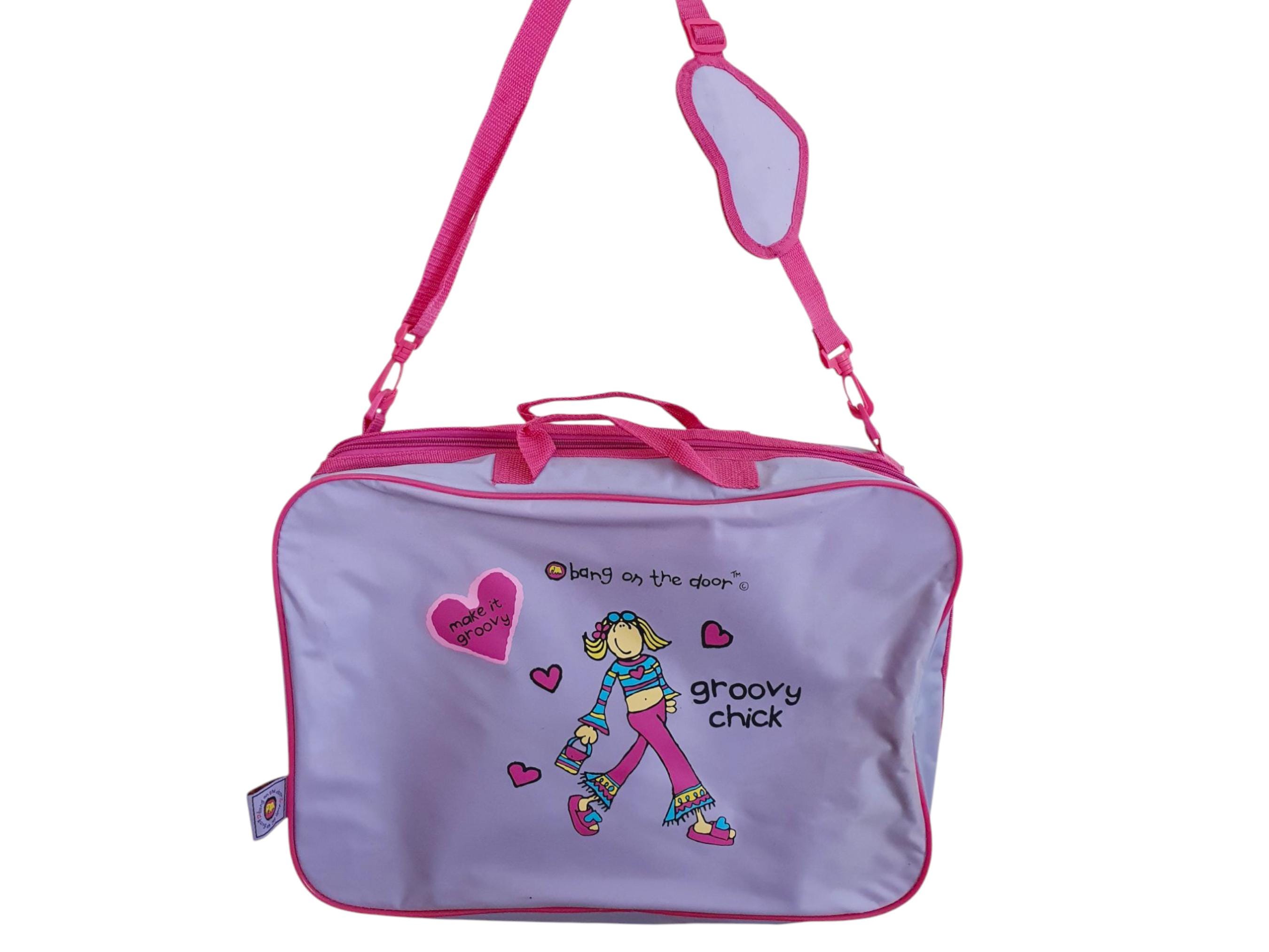 Vintage Groovy Chick Bang on the Door Travel Overnight Bag