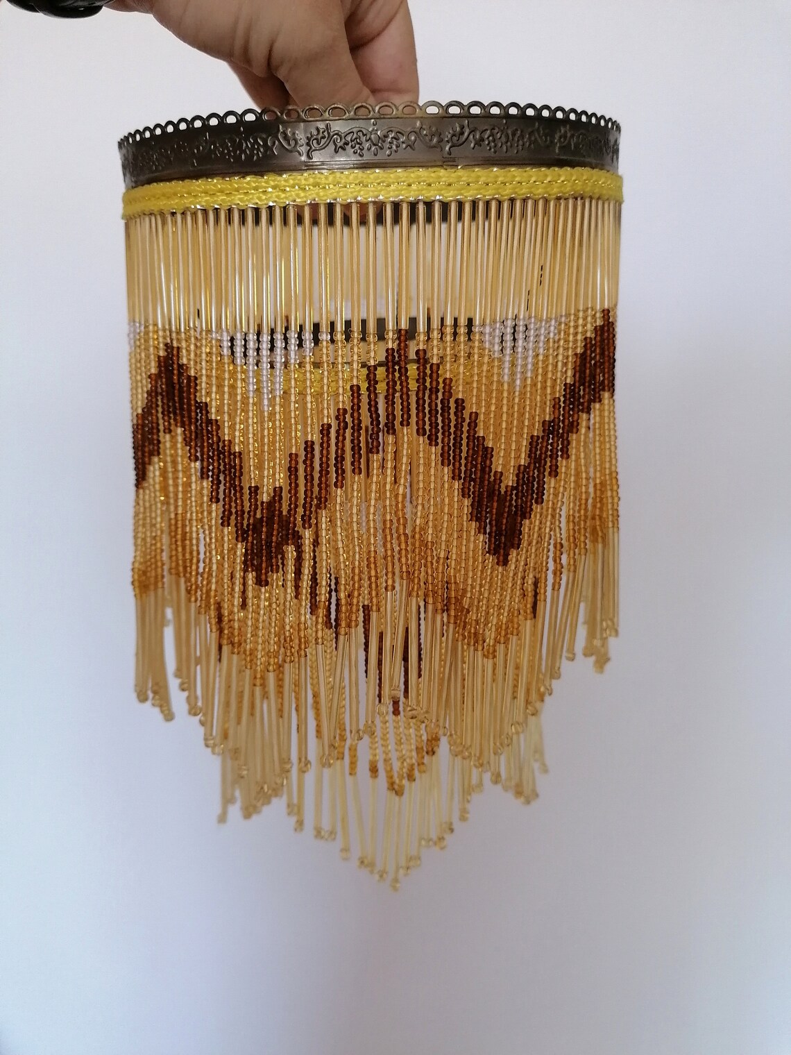 Vintage tassel lamp shade beaded fringe ceiling light shade Etsy