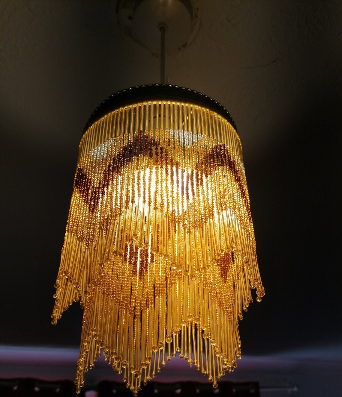 Vintage tassel lamp shade beaded fringe ceiling light shade Etsy