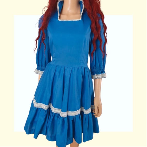 blue square dance dress 1960s Vintage Blue Gingham Square Dance Dress • Rockabilly – Top Notch  Vintage