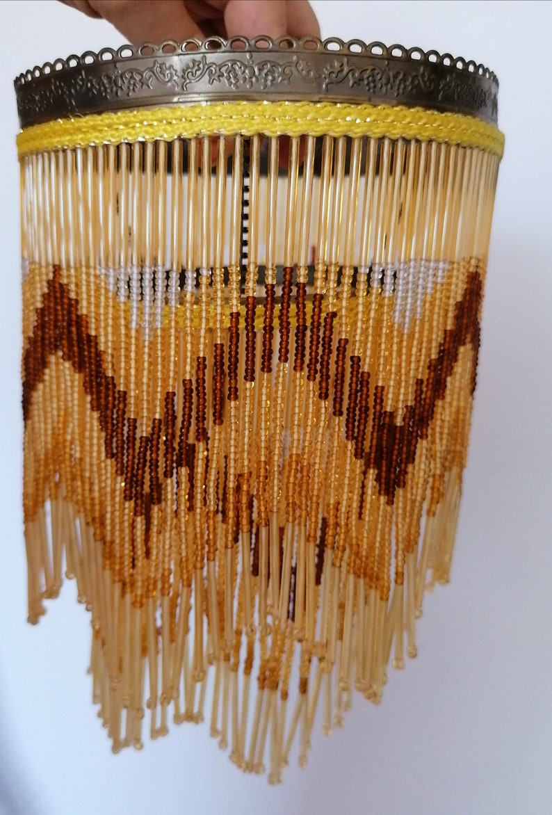 Vintage Tassel Lamp Shade Beaded Fringe Ceiling Light Shade Etsy