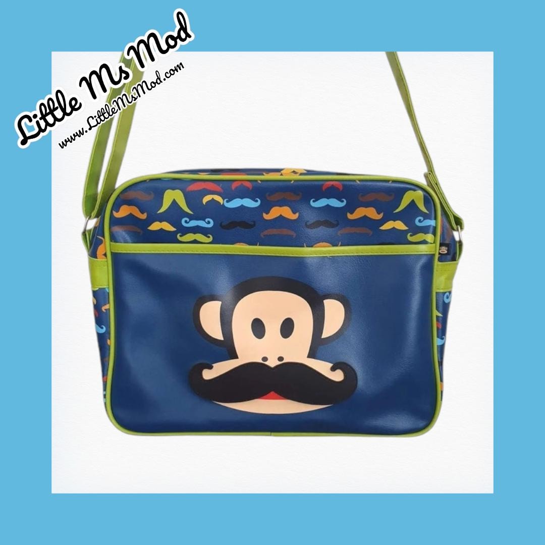 Mid Vintage Paul Franks Messenger Bag With Mustache Design Multicoloured Navy Blue Messenger Bag School Work Laptop Handbag Gift Uk Etsy