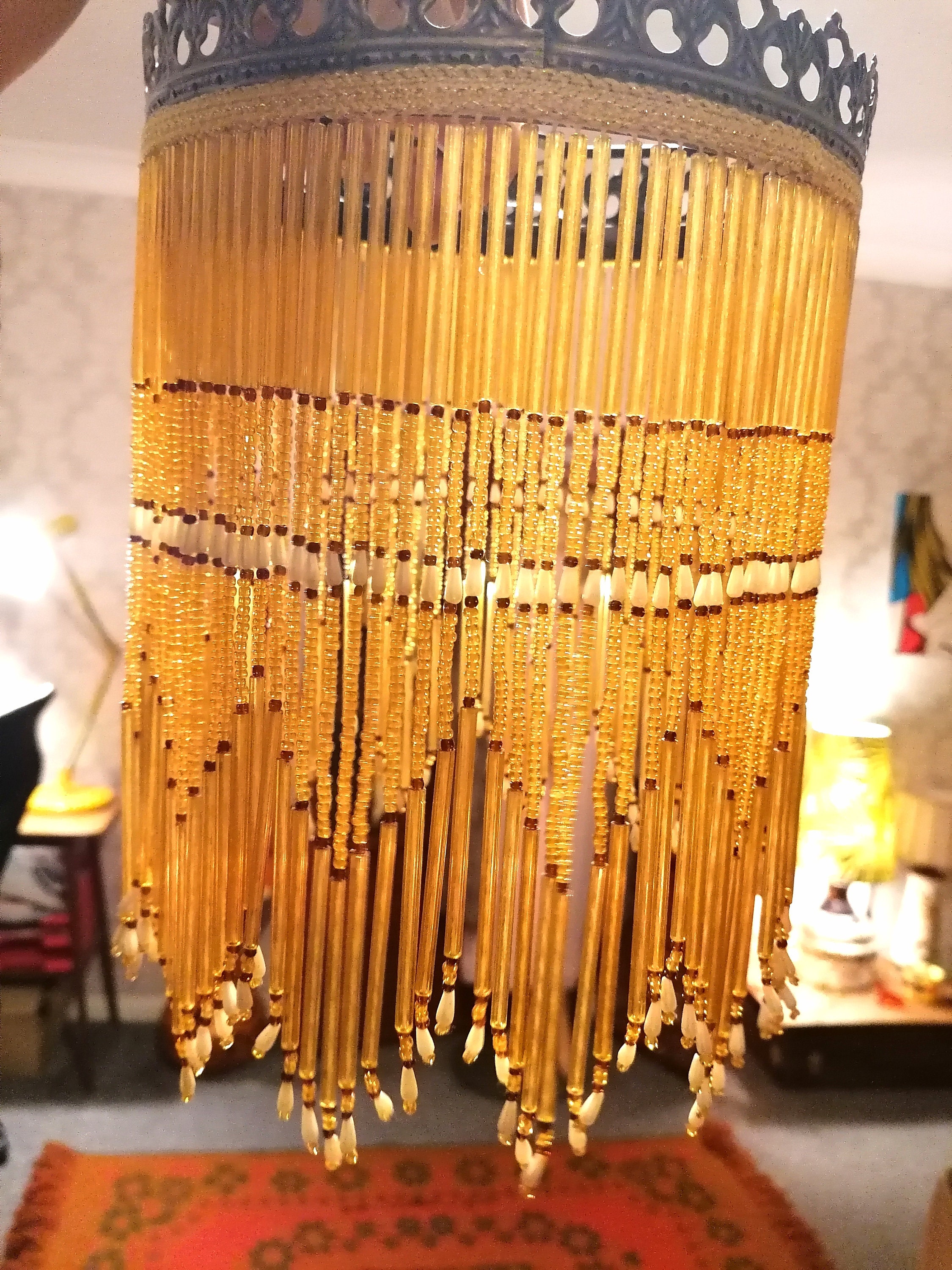 Vintage tassel lamp shade beaded fringe ceiling light shade Etsy