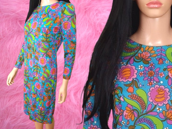 Flower power colourful vintage 1960s psychedelic … - image 1