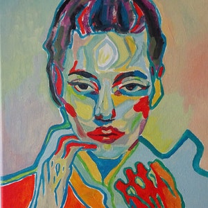 Face cubism portrait of women Unique surrealism, abstrakcja, malarstwo olejne, Malarstwo abstrakcyjne