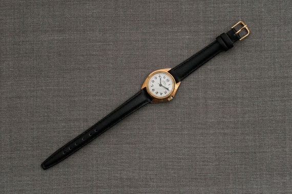 Vintage French mechanical 70s womens watch, gold … - image 9