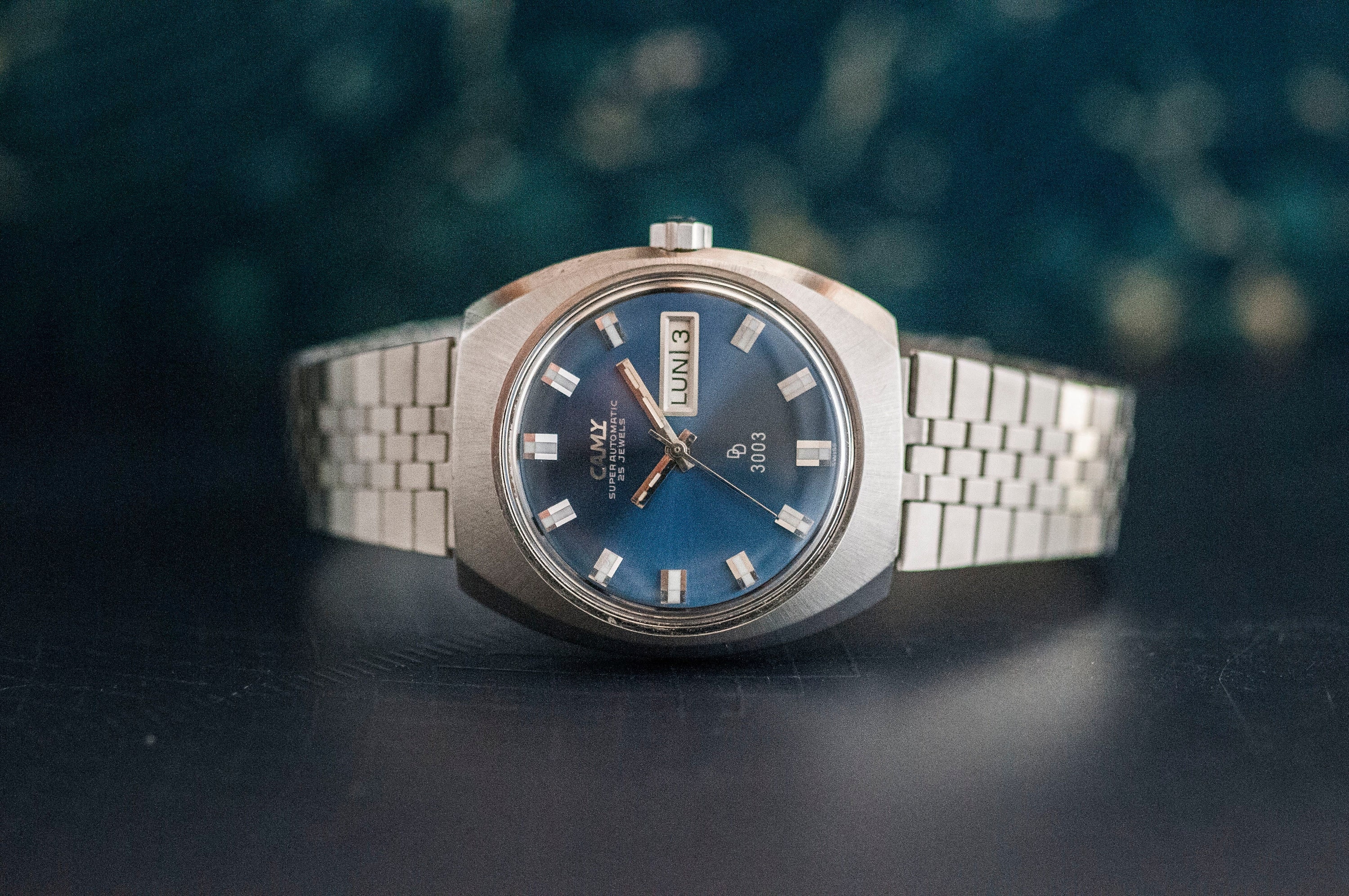 Vintage Swiss CAMY Automatic 80s Watch for Men Double Date Full