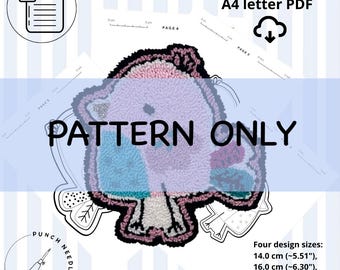 Curly Bird Punch Needle Pattern: Embroidery Design (PDF Download, 4 Sizes)