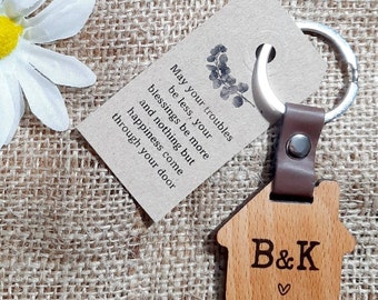 Personalized House Keyring: New Home Gift, Irish Blessing Tag
