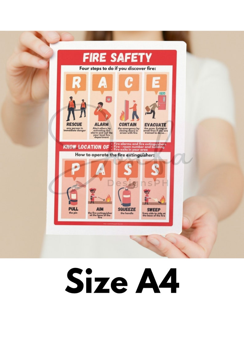 Fire Safety Poster With FREE Printable Race/pass ID Card/badge Design ...