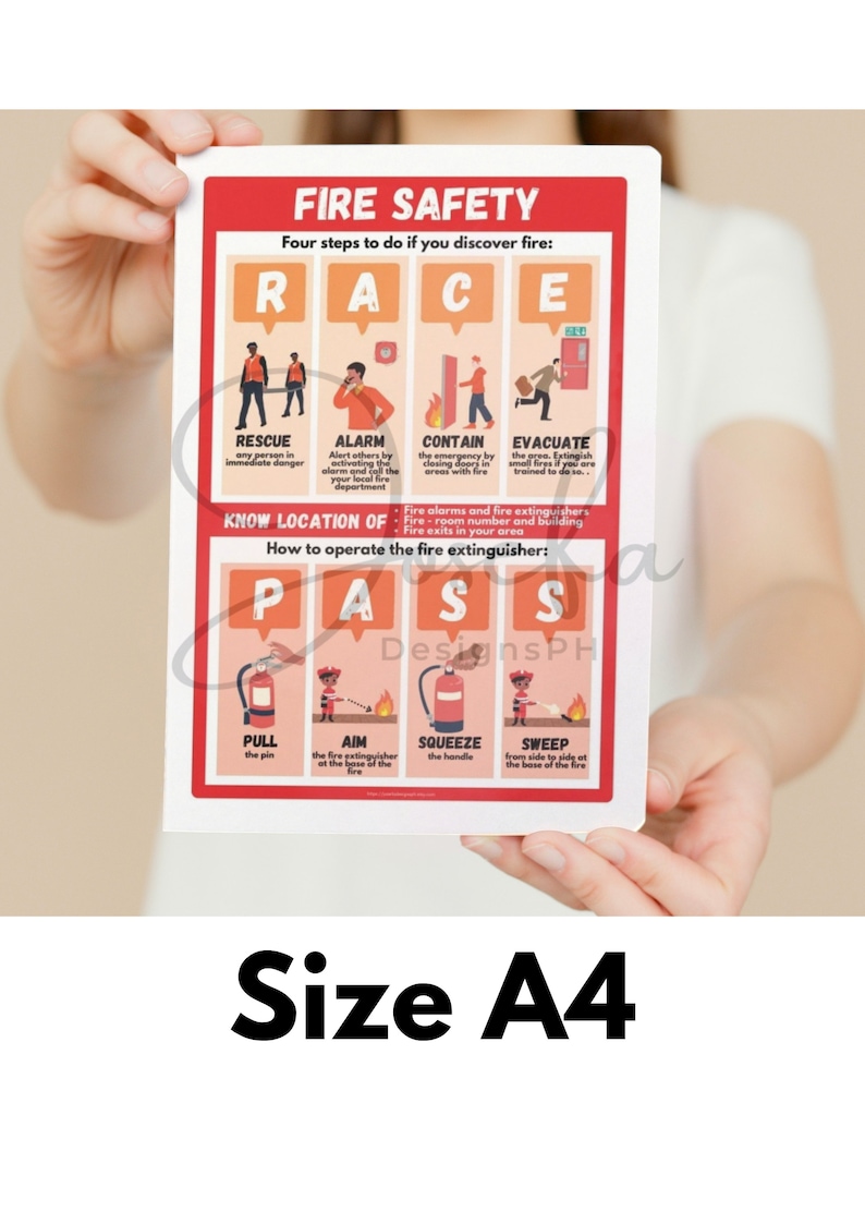 Fire Safety Poster With FREE Printable Race/pass ID Card/badge Design