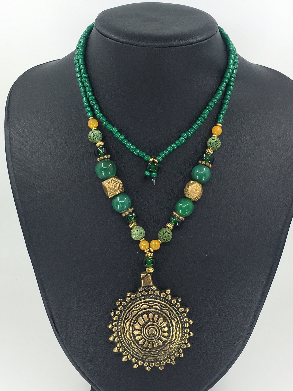 Women Medallion Necklace Collier femme Long Layered Necklace Etsy